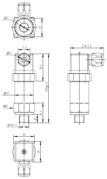 HR320系列智能压力变送器结构尺寸